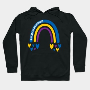 Bladder Cancer Awareness Rainbow with hearts Hoodie